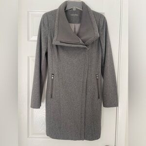 Calvin Klein Angled Twill Wrap Coat